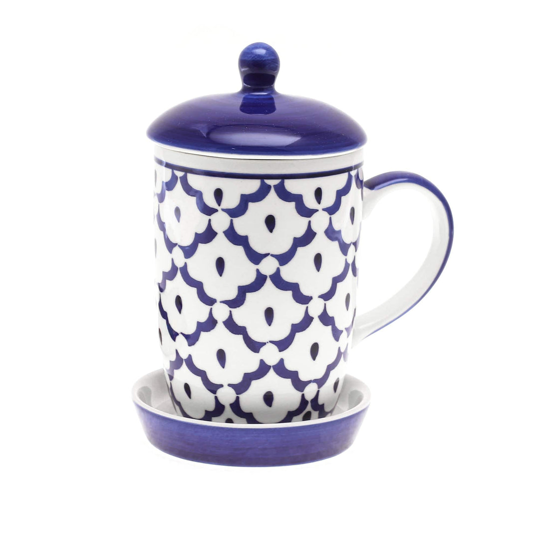 Blue Pineapple Ceramic Mug and Saucer Set with Lid - Proud Pineapple