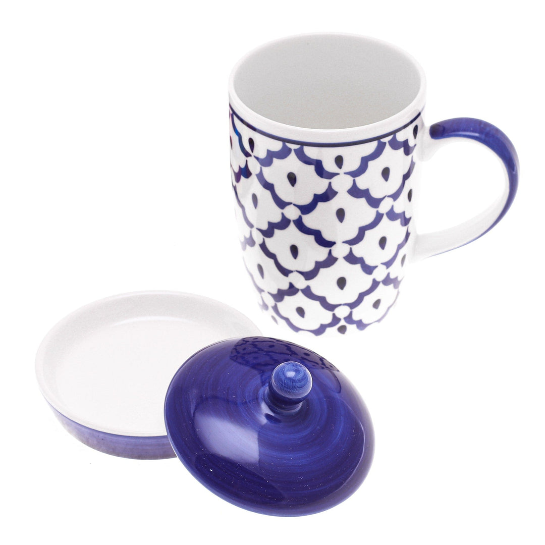 Blue Pineapple Ceramic Mug and Saucer Set with Lid - Proud Pineapple