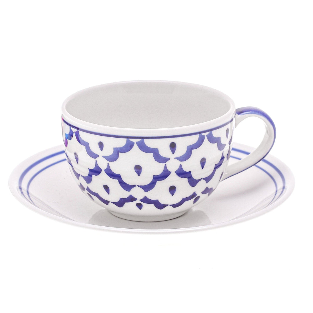 Blue Pineapple Ceramic Cup and Saucer Set - Pineapple Look