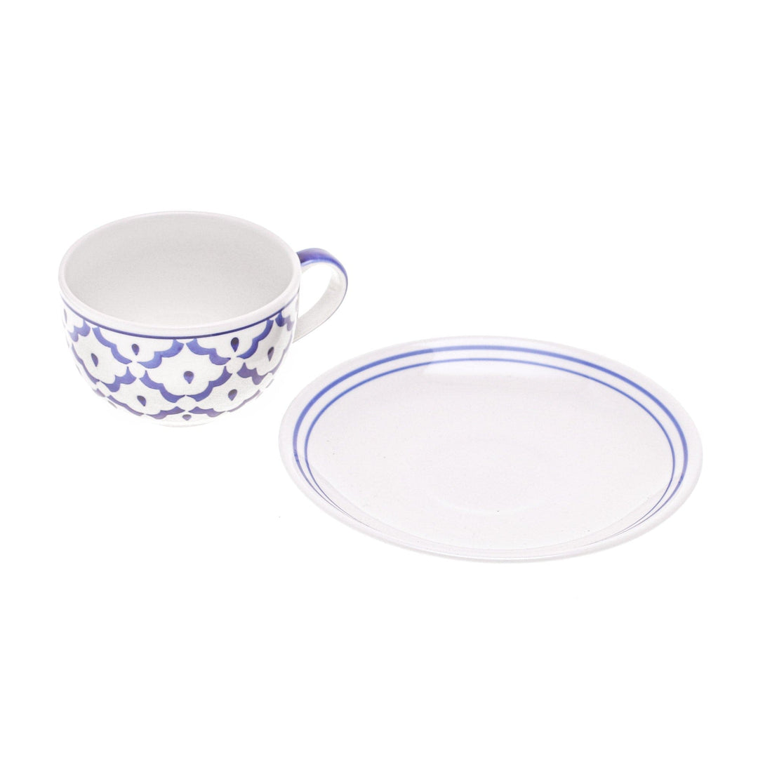 Blue Pineapple Ceramic Cup and Saucer Set - Pineapple Look