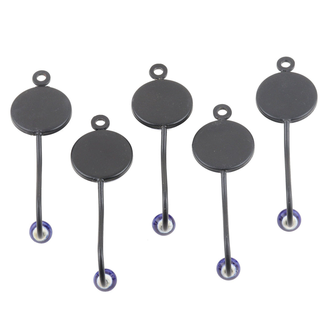 Set of 5 Ceramic Coat Hooks with Hand-Painted Floral Motifs - Purple Spring