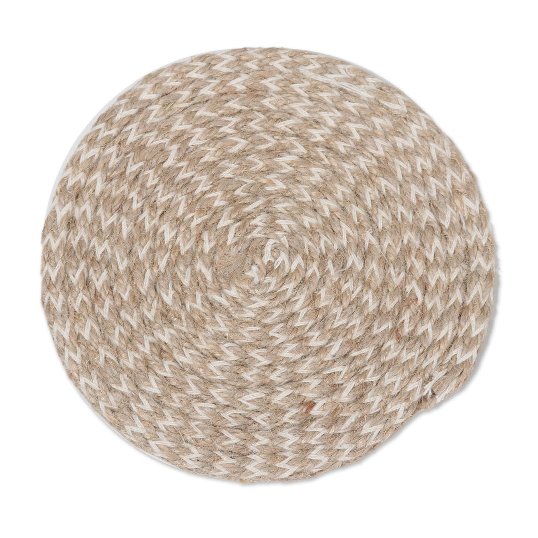 Set of 6 Handcrafted Cotton and Jute Coasters - Natural Sensations