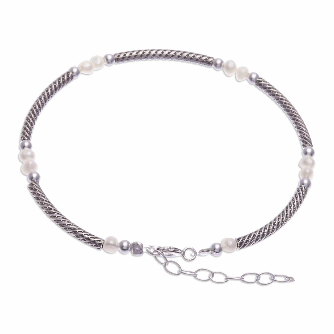 Sterling Silver Chain Bracelet with White Cultured Pearls - Future Elegance