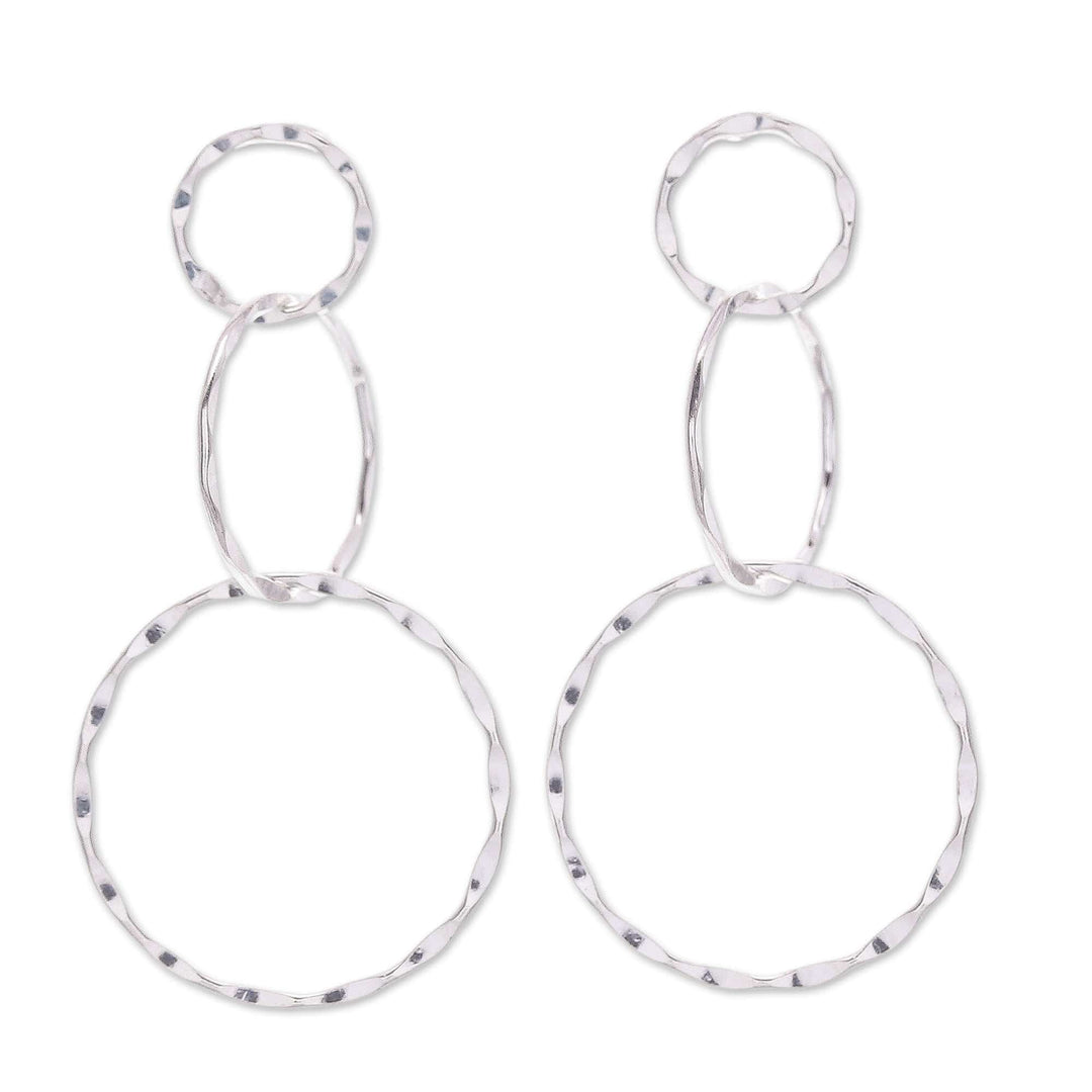 Polished Sterling Silver Dangle Earrings from Thailand - Futuristic Cycles