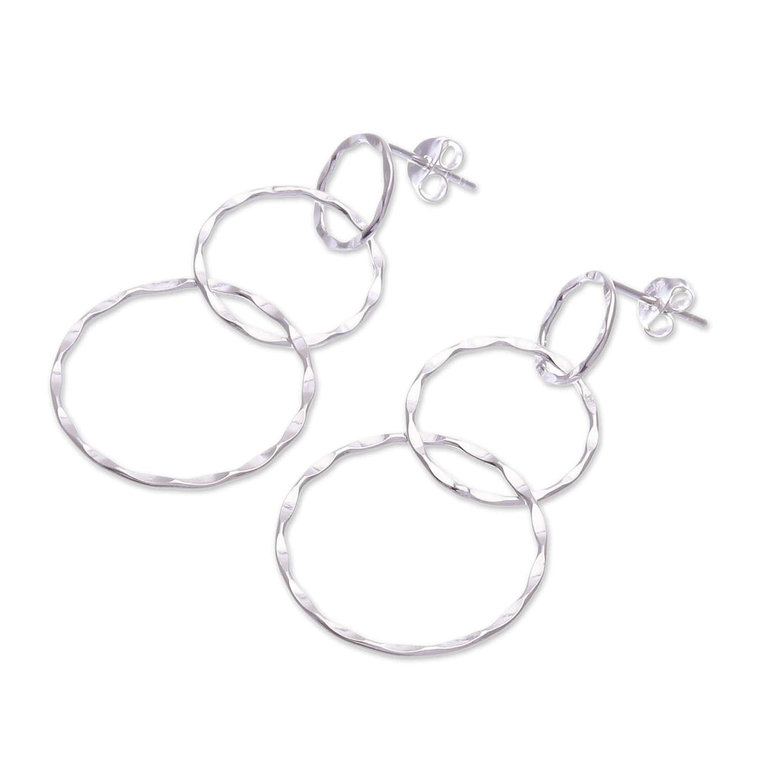 Polished Sterling Silver Dangle Earrings from Thailand - Futuristic Cycles