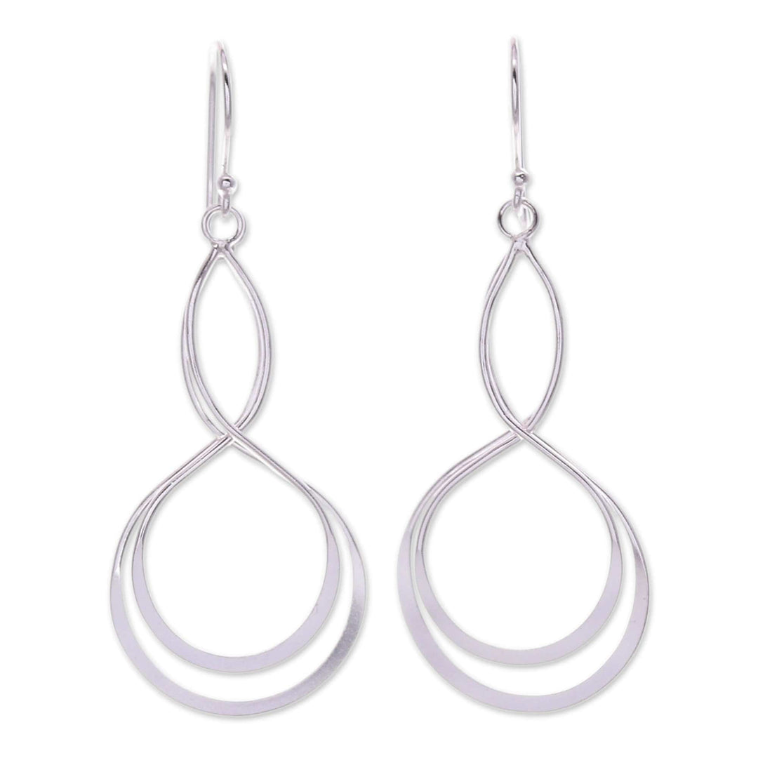 Abstract Sterling Silver Dangle Earrings from Thailand - Abstract Motion
