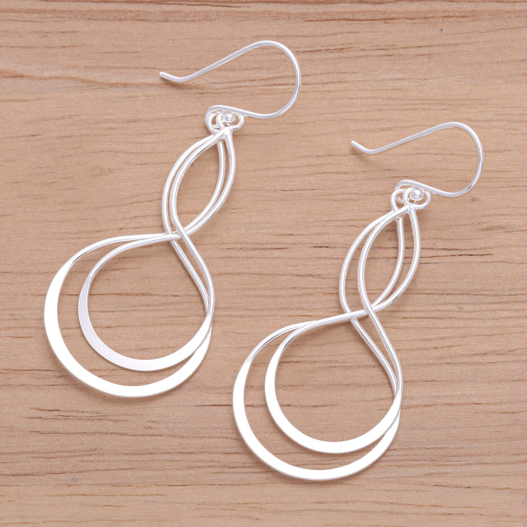 Abstract Sterling Silver Dangle Earrings from Thailand - Abstract Motion