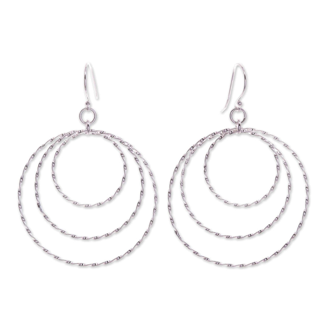 Polished Sterling Silver Dangle Earrings Crafted in Thailand - Avant-Garde Swirls