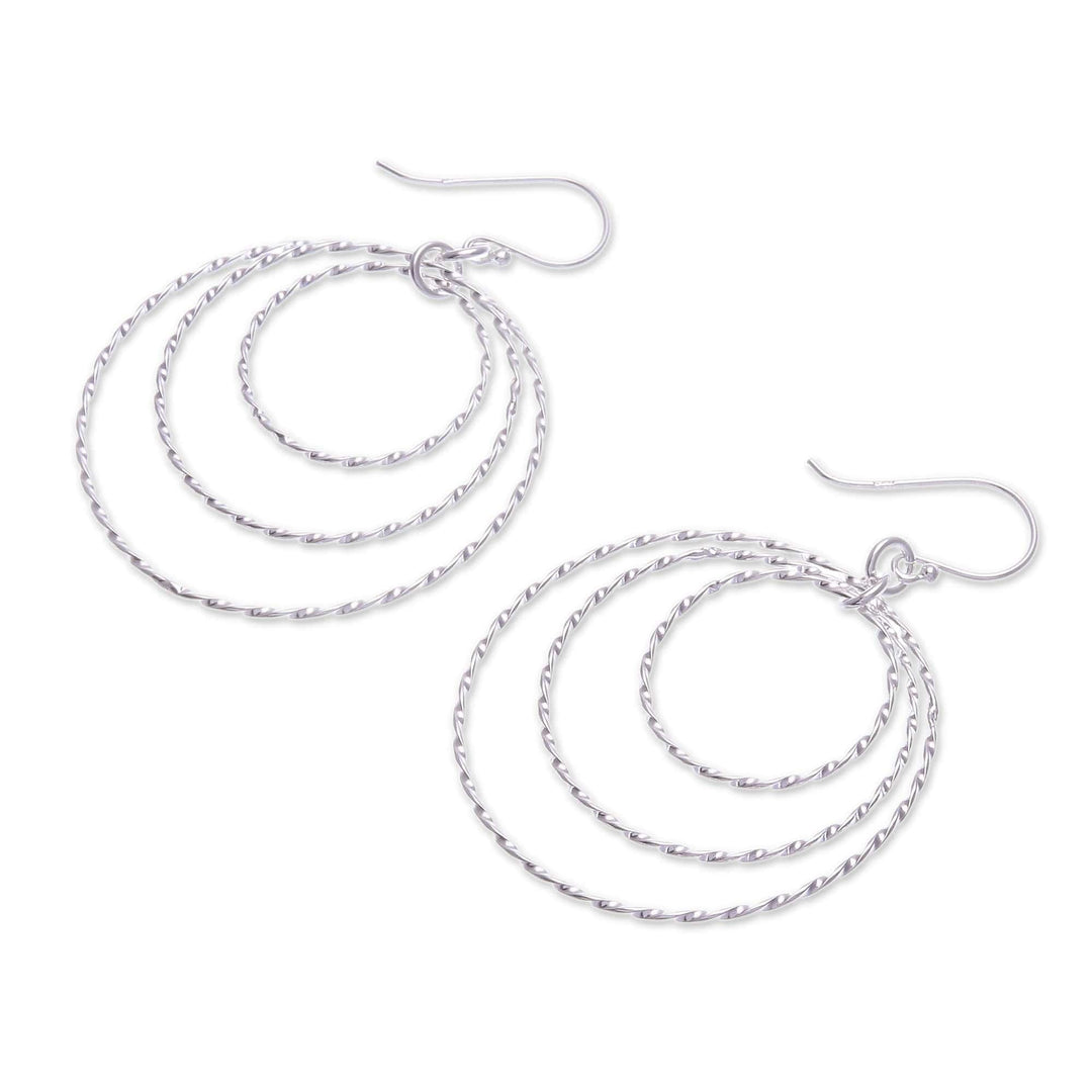 Polished Sterling Silver Dangle Earrings Crafted in Thailand - Avant-Garde Swirls