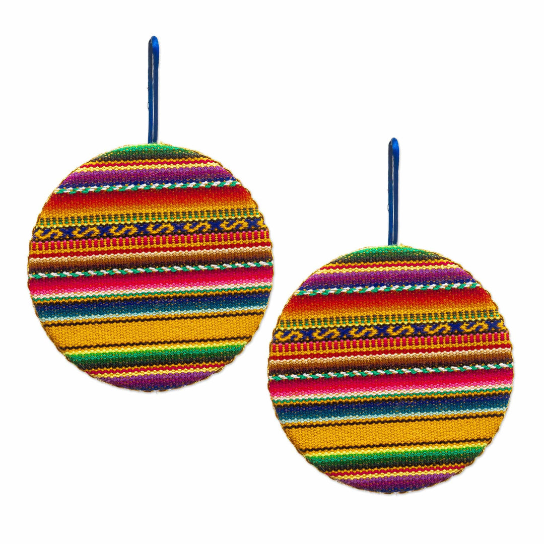 Pair of Wool Nativity Scene Ornaments Handcrafted in Peru - Stellar Night