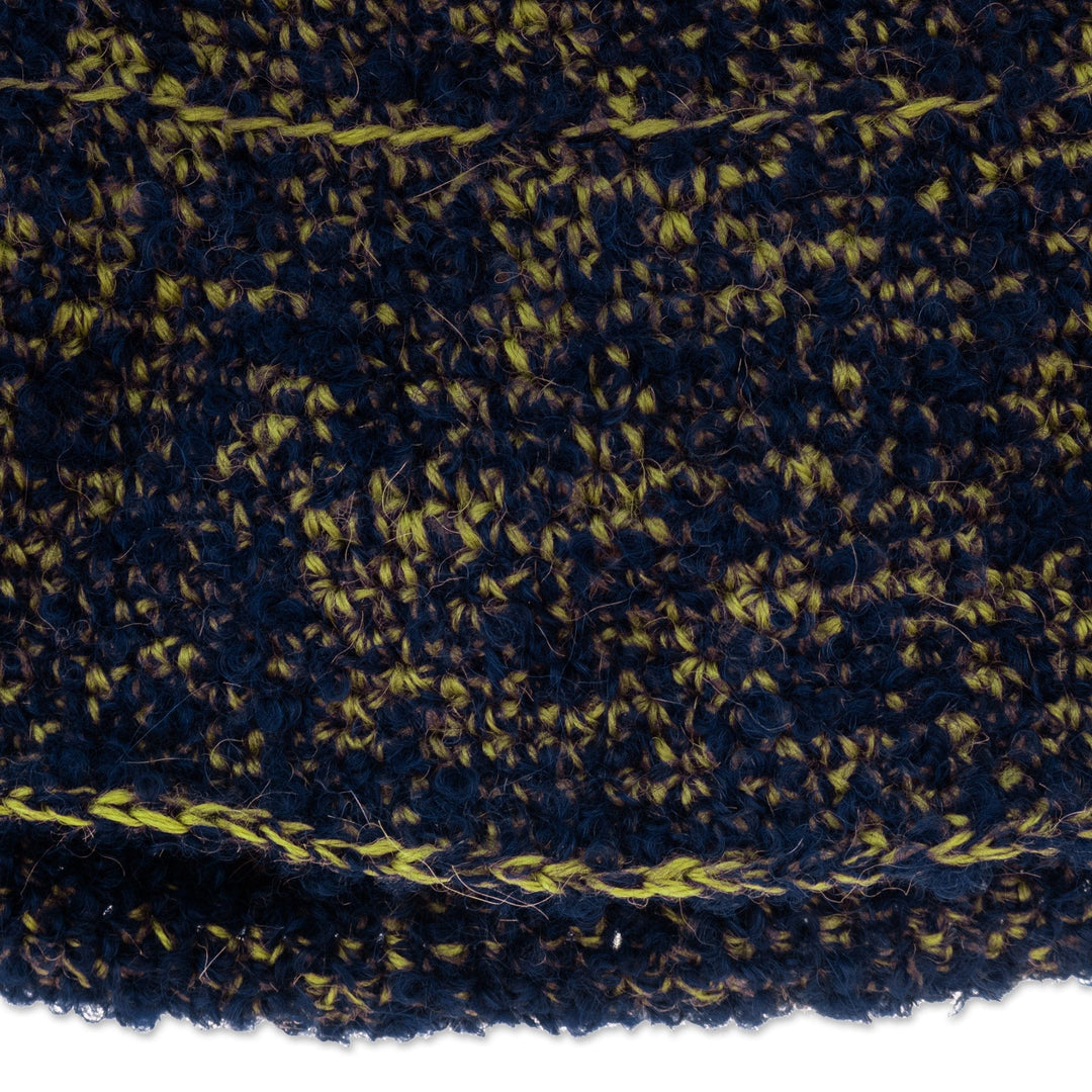 Crocheted Baby Alpaca Blend Hat in Blue and Green from Peru - Blue & Green Glam
