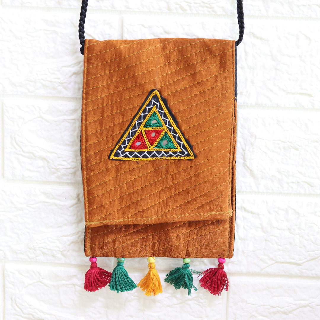 Ginger Embroidered Sling with Geometric Motifs - Ginger Triangle