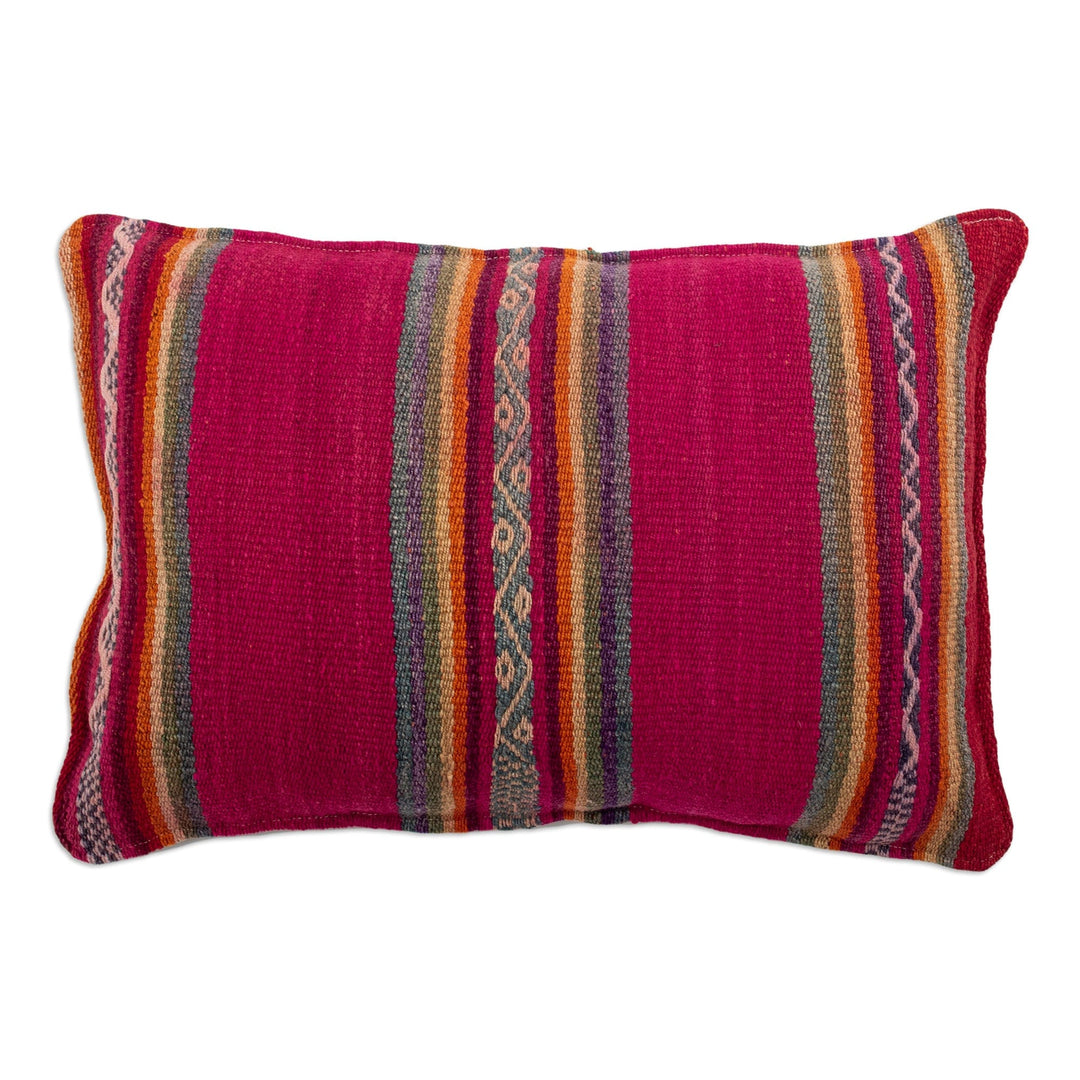 Handloomed Wool Cushion Cover with Ruby Andean Pattern - Andean Ruby