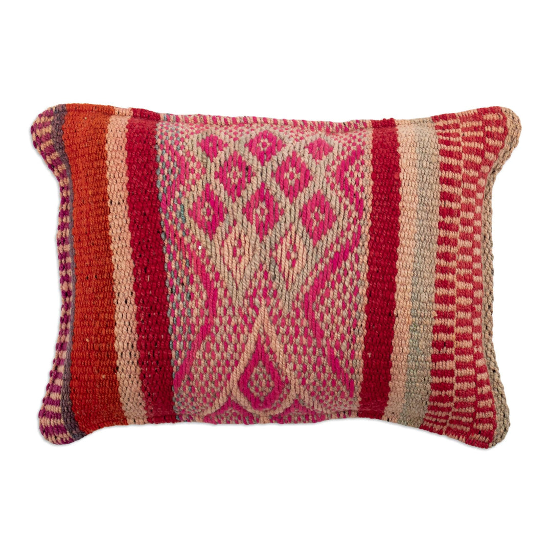 Multicolor Andean Patterned Wool Cushion Cover from Peru - Warm Mountains