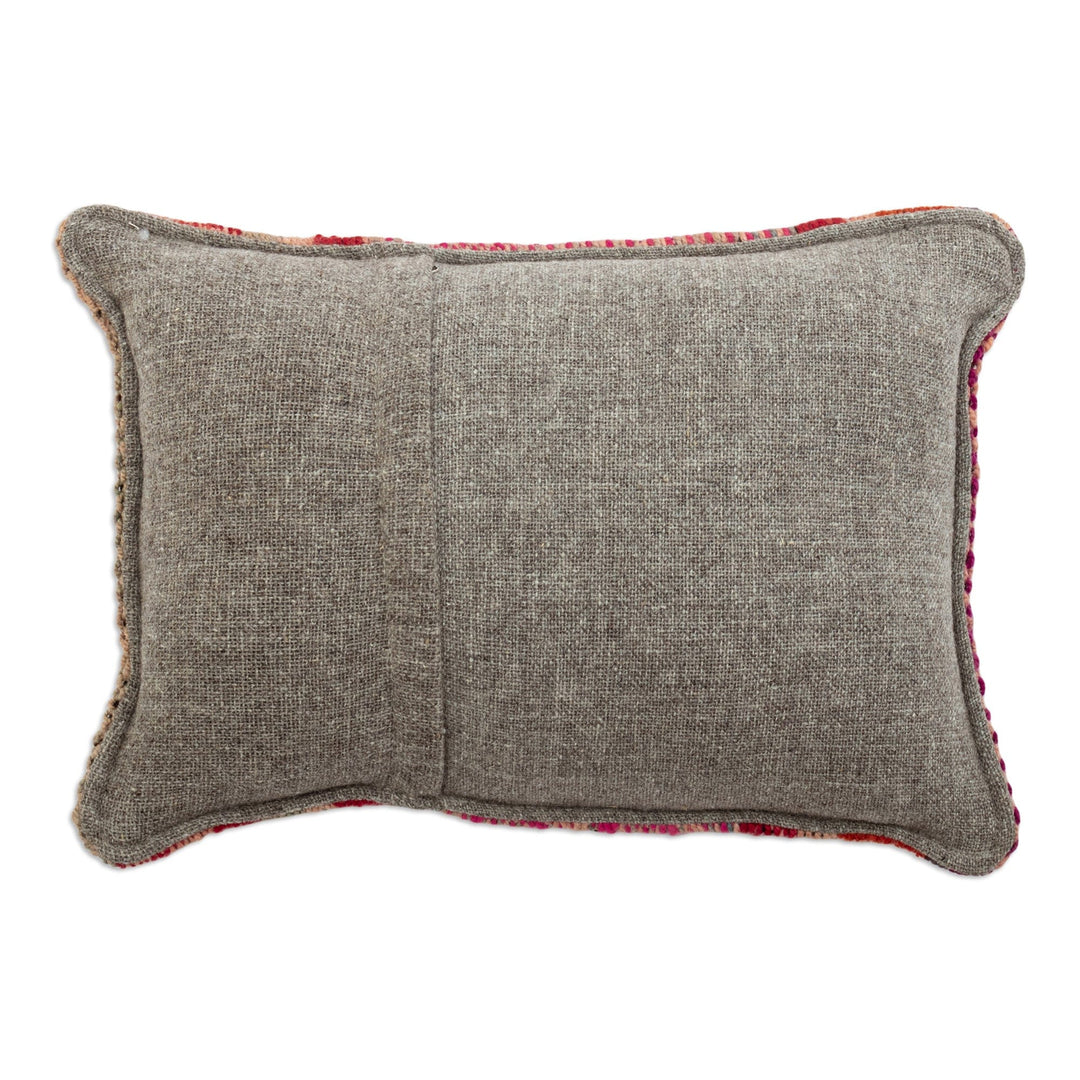 Multicolor Andean Patterned Wool Cushion Cover from Peru - Warm Mountains