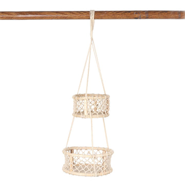 Handcrafted Ivory Cotton Hanging Planter from India - Jungle Baskets
