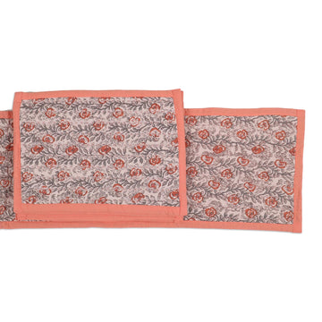 Cotton Table Runner & Placemats with Floral Motif (Set of 5) - Floral & Bright