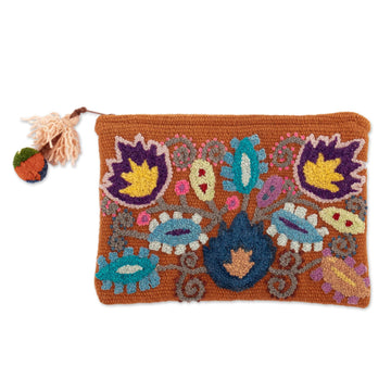 100% Alpaca Cosmetic Bag with Classic Embroidered Details - Classic Andes