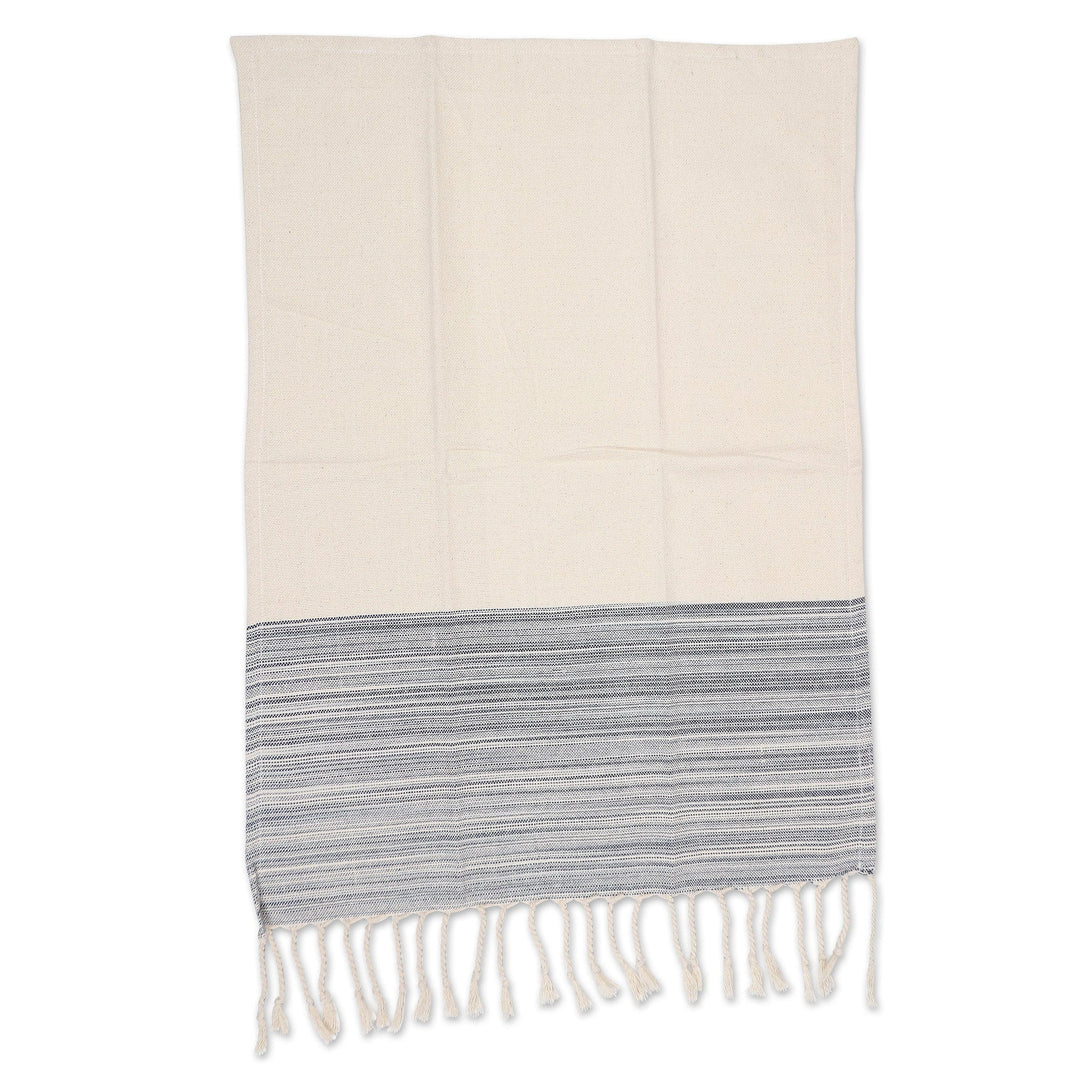 Set of Three Striped Cotton Dish Towels with Fringes - Serene Sensations