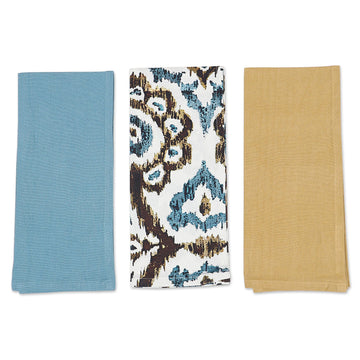Set of Three Colorful Cotton Dish Towels Crafted in - Ikat Caresses