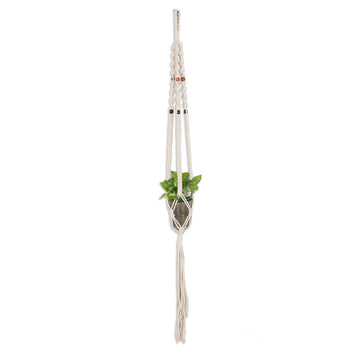 Macrame Hanging Planter Made from Cotton with Wooden Beads - Dangle in Style