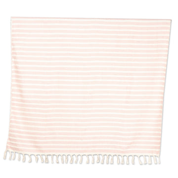 Striped Cotton Throw Blanket in Dusty Mauve and Vanilla Hues - Mauve Trends