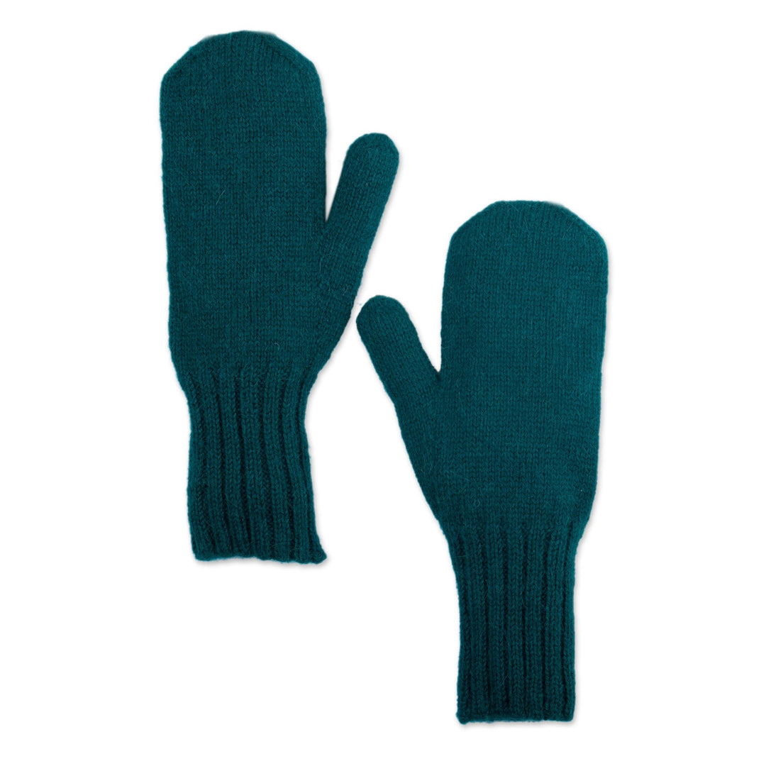 Unisex Teal Gloves Hand-Knit from 100% Baby Alpaca in Peru - Pacific Ocean
