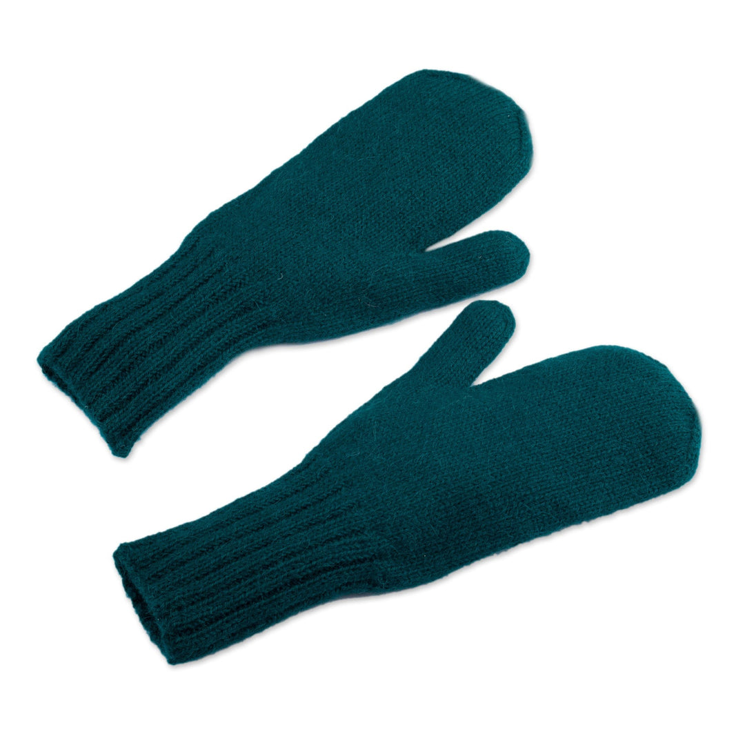 Unisex Teal Gloves Hand-Knit from 100% Baby Alpaca in Peru - Pacific Ocean