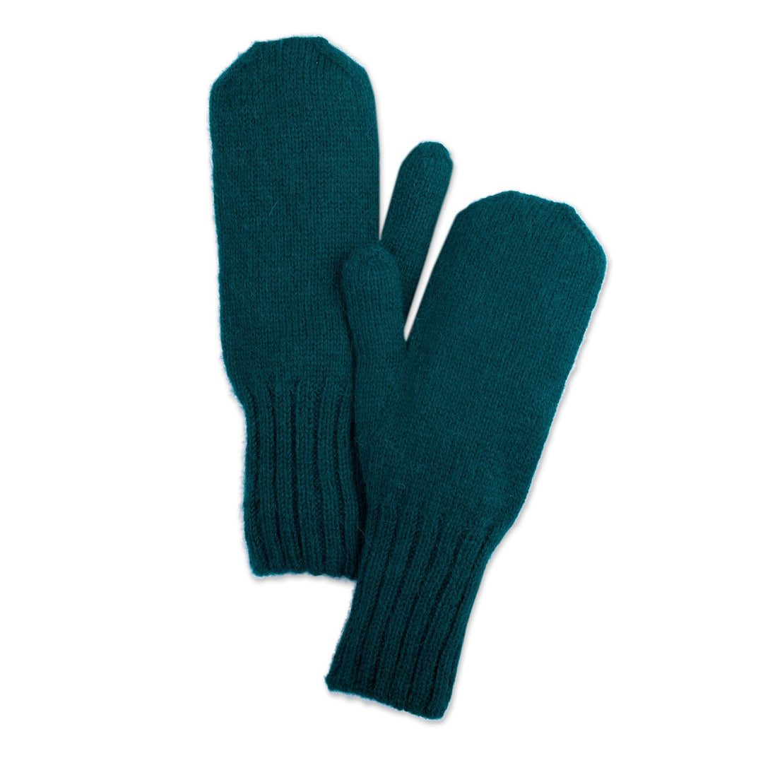 Unisex Teal Gloves Hand-Knit from 100% Baby Alpaca in Peru - Pacific Ocean