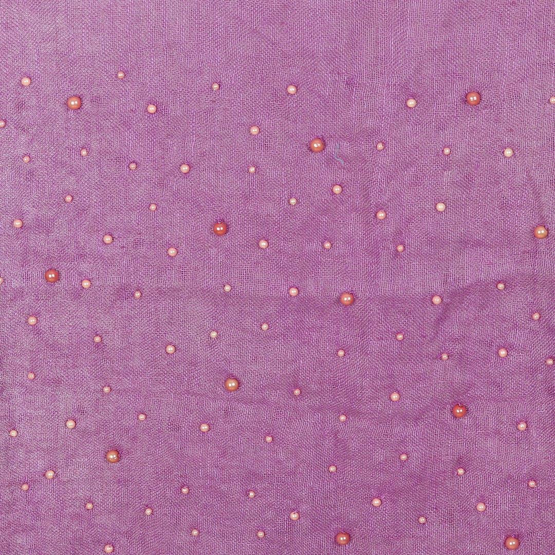 Imperial Purple Linen Shawl Embellished with Acrylic Beads - Imperial Sparks