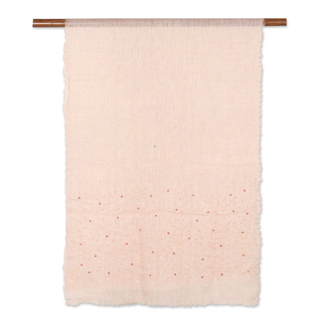 Buff Linen Shawl Embellished with Acrylic Beads - Buff Sparks