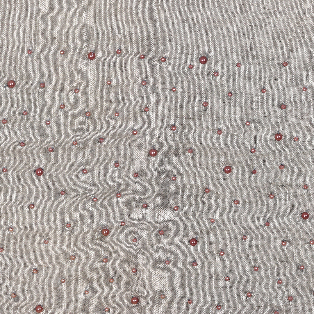 Grey Linen Shawl Embellished with Acrylic Beads - Stone Sparks