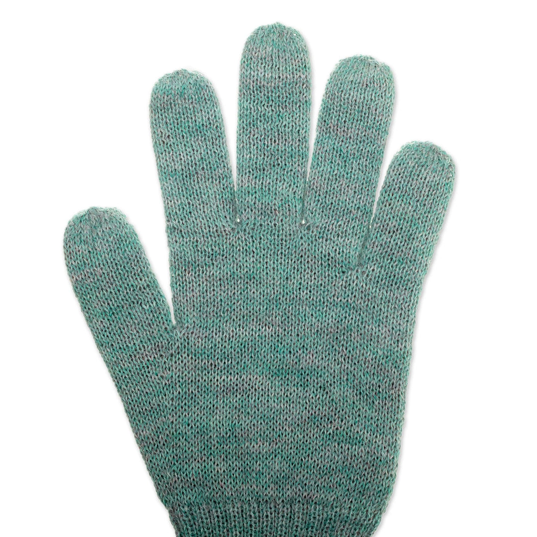 Knit Reversible Baby Alpaca Gloves in Turquoise and Green - Turquoise Trends