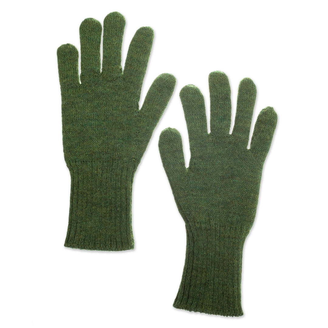 Knit Reversible Baby Alpaca Gloves in Turquoise and Green - Turquoise Trends