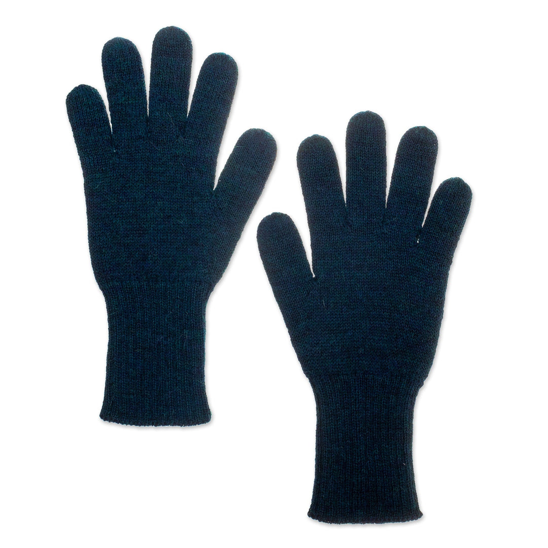 Knit Reversible Baby Alpaca Gloves in Indigo and Peacock - Peacock Trends