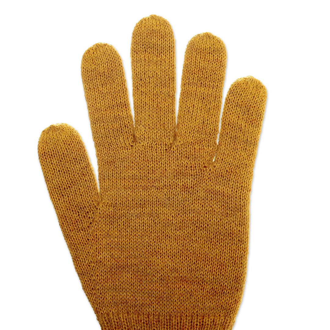 Knit Reversible Baby Alpaca Gloves in Honey and Salamander - Warm Trends