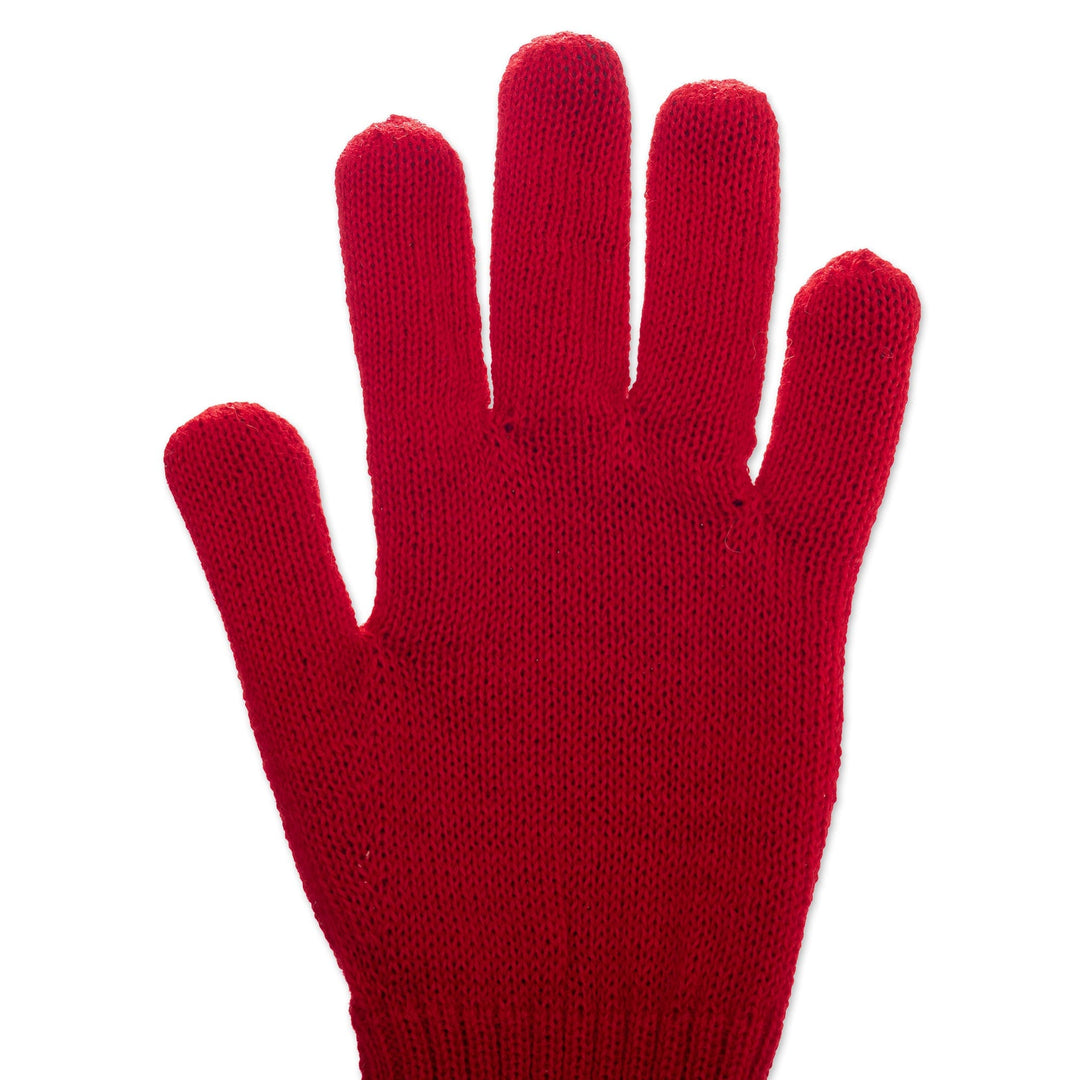 Knit Reversible Baby Alpaca Gloves in Black and Strawberry - Intense Trends