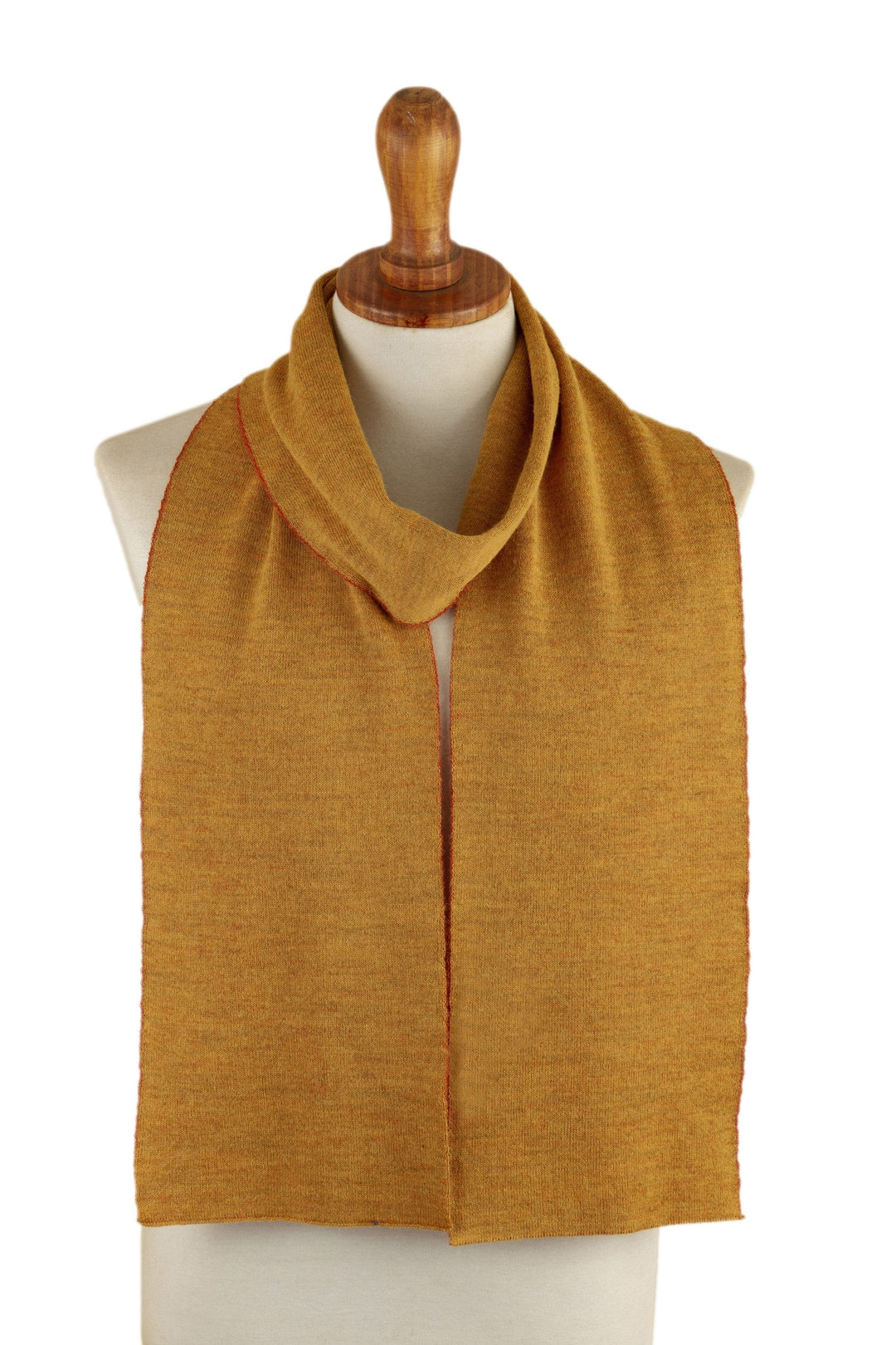 Knit Reversible Baby Alpaca Scarf in Honey and Salamander - Warm Trends