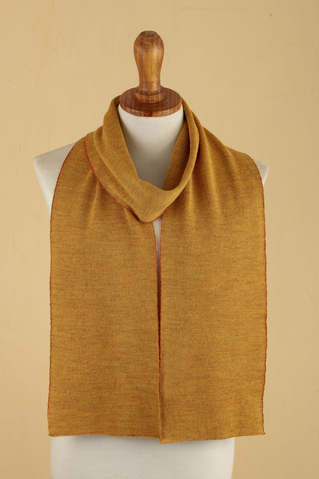 Knit Reversible Baby Alpaca Scarf in Honey and Salamander - Warm Trends