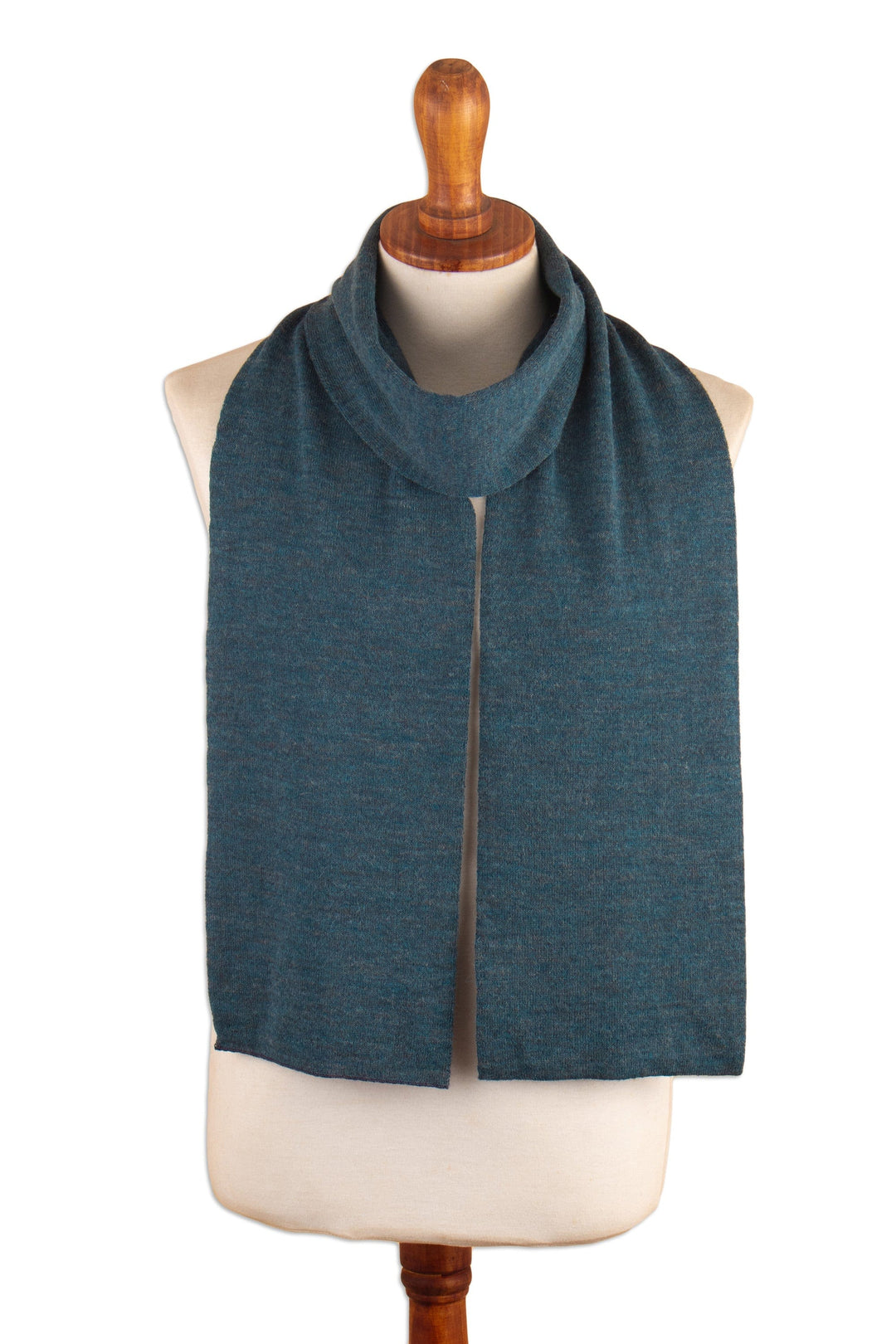 Knit Reversible Baby Alpaca Scarf in Teal and Navy Hues - Lake Trends