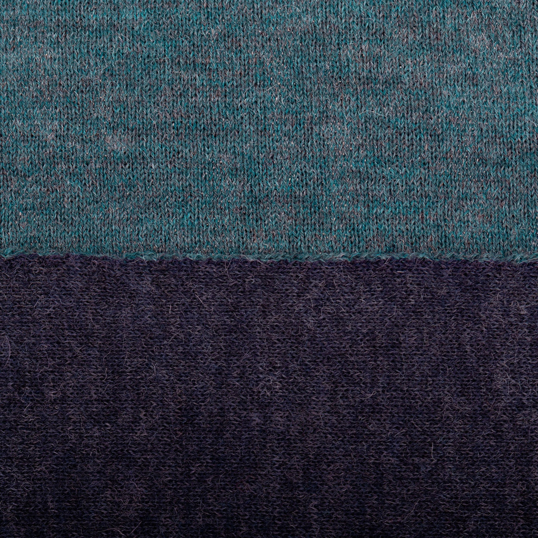Knit Reversible Baby Alpaca Scarf in Teal and Navy Hues - Lake Trends
