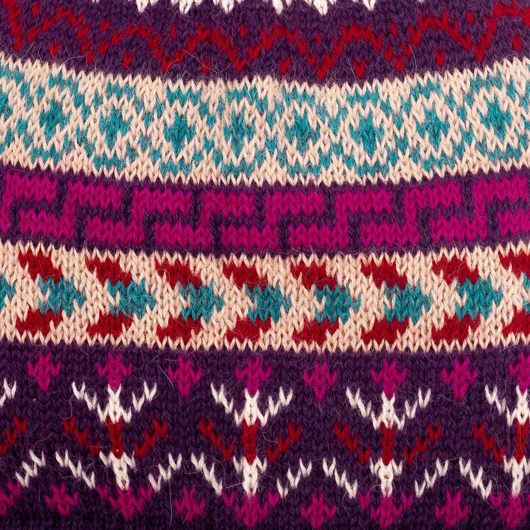 Handloomed Andean Purple Alpaca Hat from Peru - Purple Empire