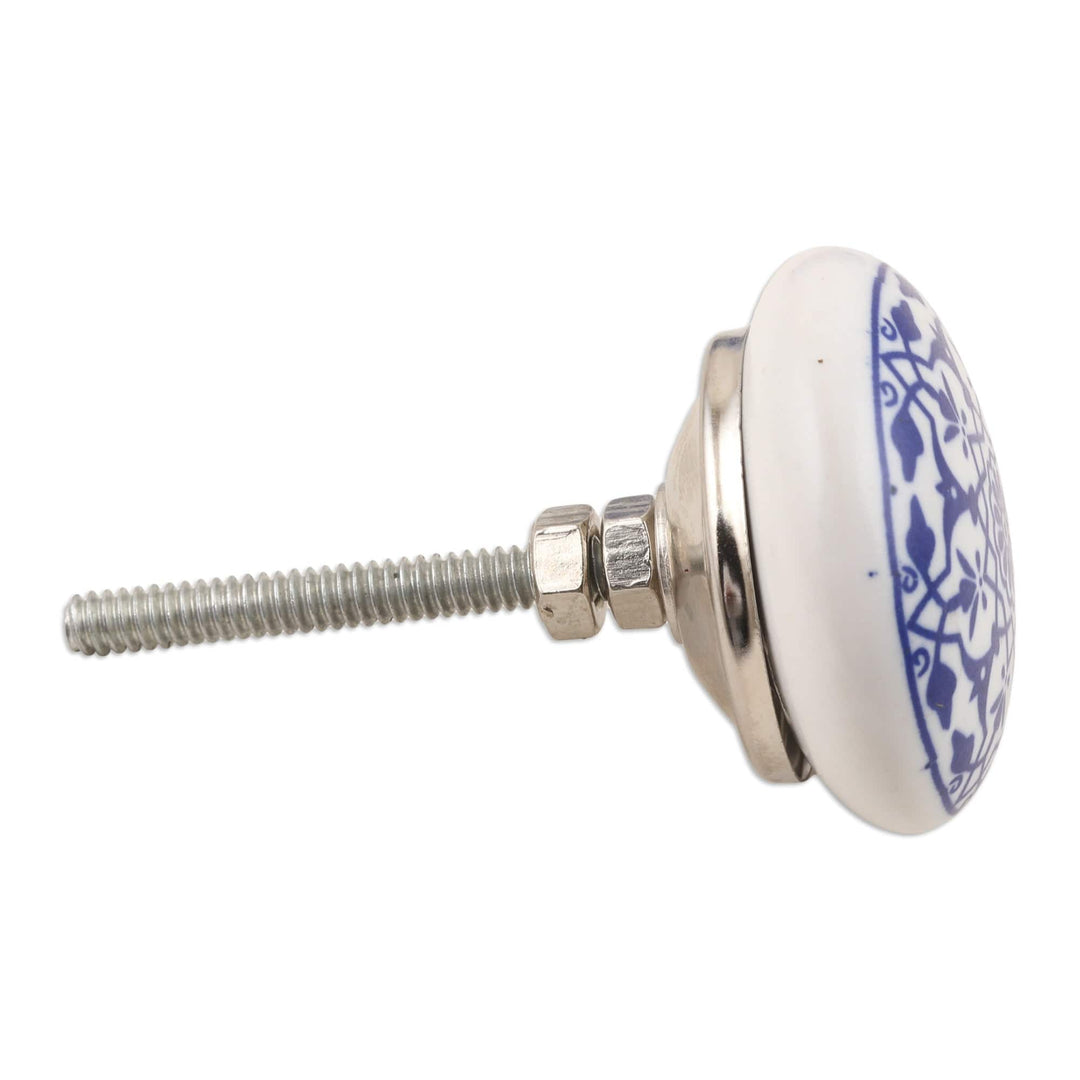 Set of 6 Handcrafted Mandala Ceramic Knobs in a Blue Hue - Blue Meditations