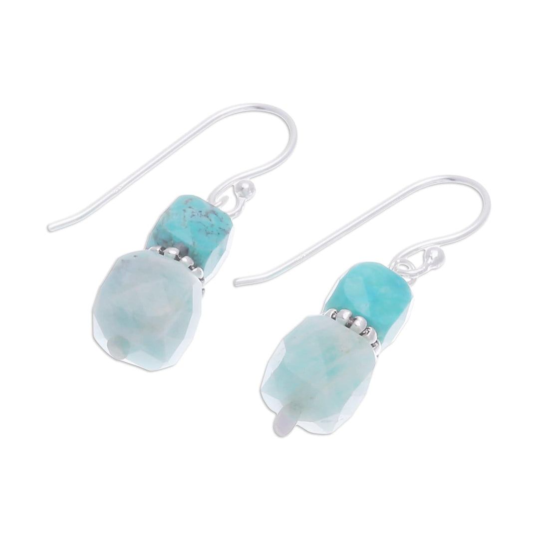 Dangle Earrings with Amazonite and Recon Turquoise Beads - Heavenly Success