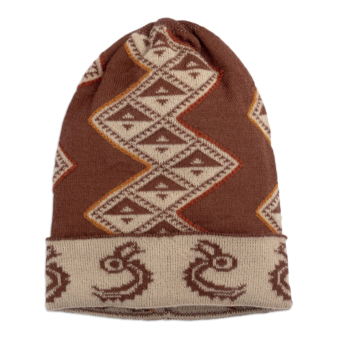 Traditional Inca Warm-Toned Alpaca Blend Hat from Peru - Warm Origins