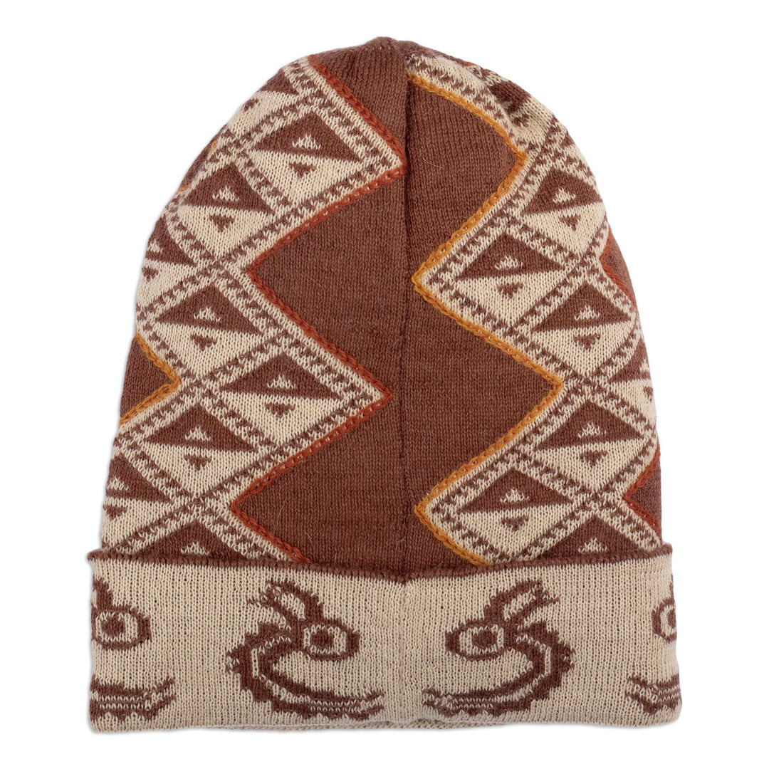Traditional Inca Warm-Toned Alpaca Blend Hat from Peru - Warm Origins