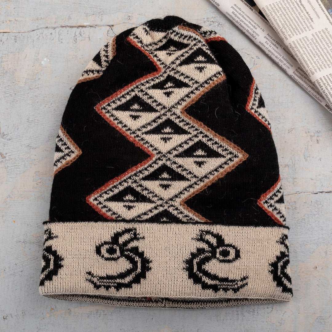 Traditional Inca Black and Beige Alpaca Blend Hat from Peru ... Traditional Inca Black and Beige Alpaca Blend Hat from Peru ...