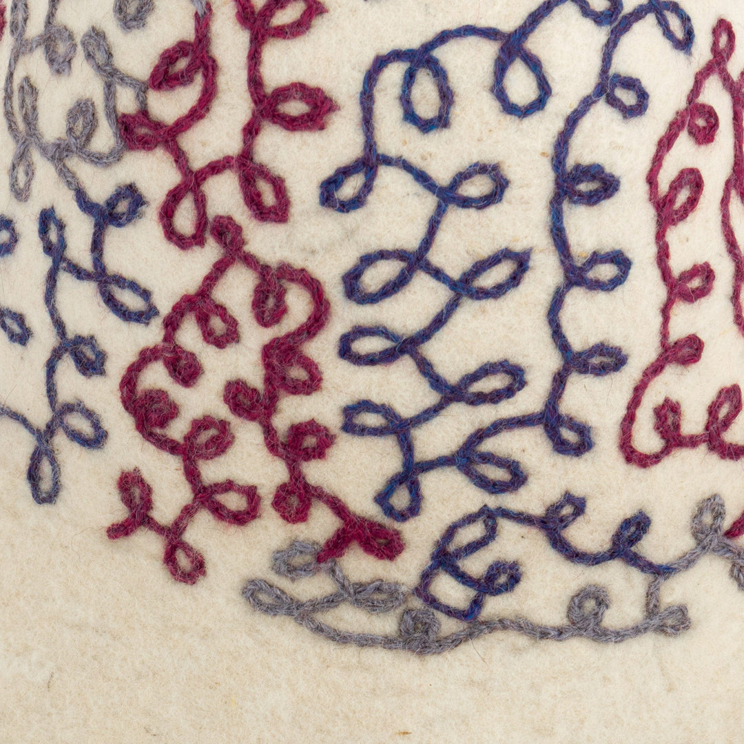 Ivory Wool Felt Hat with Cotton Embroidery Handmade in Cusco - Connected Paths