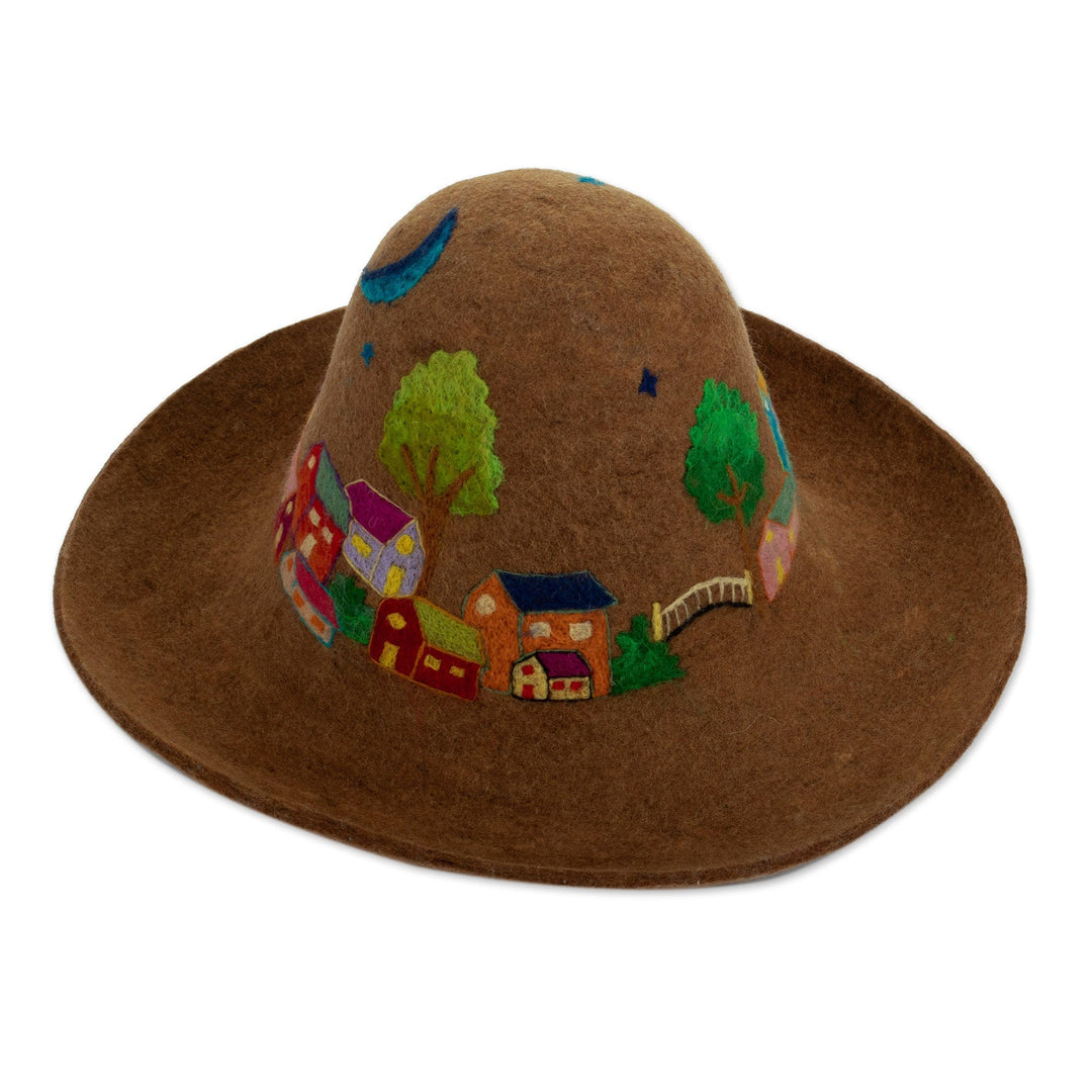 Embroidered Alpaca & Wool Blend Felt Hat Handmade in Cusco - Cusco Night