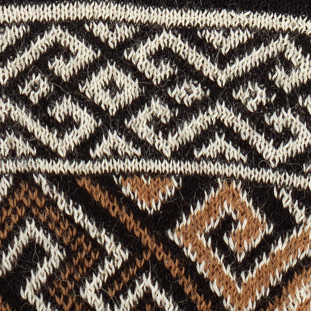 Knit 100% Baby Alpaca Fingerless Mitts Crafted in Peru - Serpents and Waves